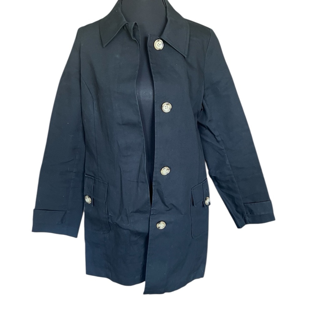 Old Navy Vintage 100% cotton A-lone Classic Black button up Trench Coat sizeS